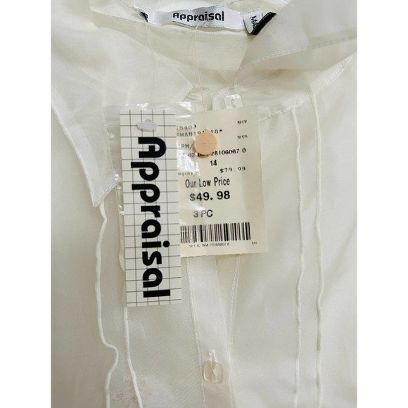 Vintage‎ Appraisal Sheer Embroidered Blouse - Picture 7 of 8